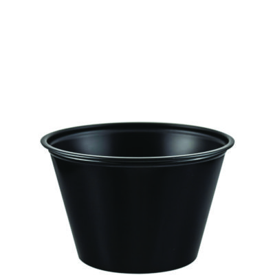 Polystyrene Portion Cups, 4 oz, Black, 250/Bag, 10 Bags/Carton