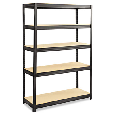 Boltless Steel/Particleboard Shelving, Five-Shelf, 48w x 18d x 72h, Black