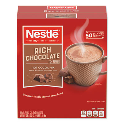 Hot Cocoa Mix, Rich Chocolate, 0.71 oz Packets, 50/Box, 6 Box/Carton