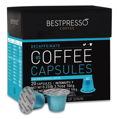 Nespresso Decaffeinato Italian Espresso Pods, Intensity: 7, 20/Box
