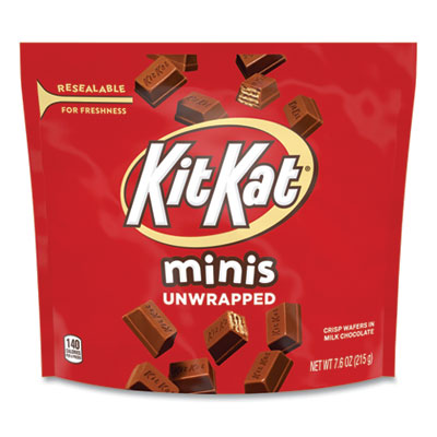 Minis Unwrapped Wafer Bars, 7.6 oz Bag, Milk Chocolate, 3/Pack, Ships in 1-3 Business Days