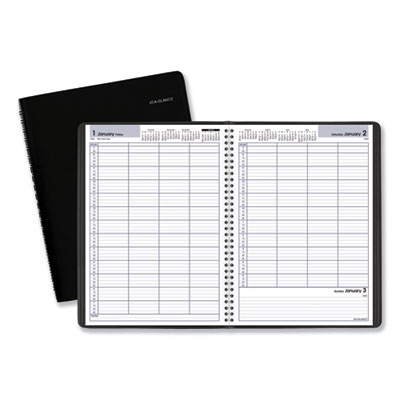 DayMinder Four-Person Group Daily Appointment Book, 11 x 8, Black Cover, 12-Month (Jan to Dec): 2024