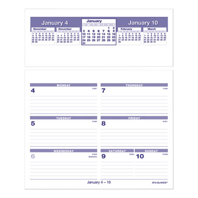 Flip-A-Week Desk Calendar Refill, 7 x 6, White Sheets, 12-Month (Jan to Dec): 2024