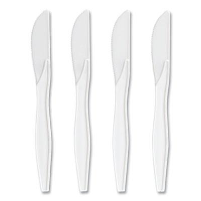 Mediumweight Plastic Cutlery, Knife, White, 1,000/Pack