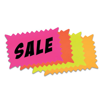 Write-On ?Do It Yourself? Sign, Rectangular Burst, Die-Cut Paper, 10.13 x 6.38, Assorted Fluorescent Colors, 36/Pack
