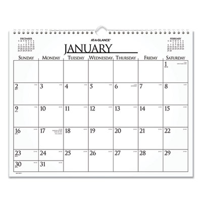 Business Monthly Wall Calendar, 15 x 12, White/Black Sheets, 12-Month (Jan to Dec): 2024