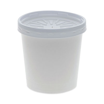 Paper Round Food Container and Lid Combo, 16 oz, 3.75" Diameter x 3.88h", White, 250/Carton