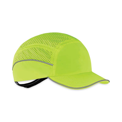 Skullerz 8955 Lightweight Bump Cap Hat, Short Brim Lime, Ships in 1-3 Business Days