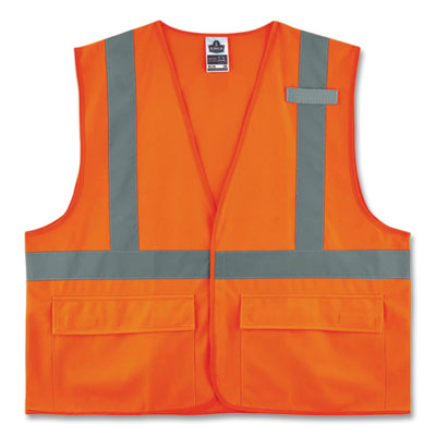 GloWear 8225HL Class 2 Standard Solid Hook and Loop Vest, Polyester, Orange, 2X-Large/3X-Large, Ships in 1-3 Business Days