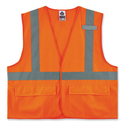 GloWear 8225HL Class 2 Standard Solid Hook and Loop Vest, Polyester, Orange, 4X-Large/5X-Large, Ships in 1-3 Business Days