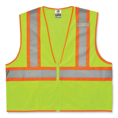 GloWear 8229Z Class 2 Economy Two-Tone Zipper Vest, Polyester, Small/Medium, Lime, Ships in 1-3 Business Days