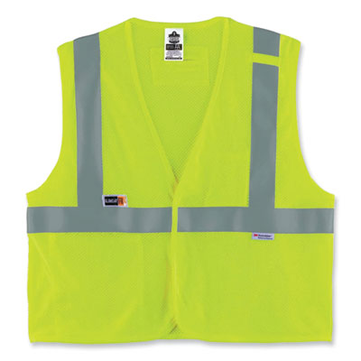 GloWear 8260FRHL Class 2 FR Safety Hook and Loop Vest, Modacrylic/Kevlar, 2X-Large/3X-Large, Lime, Ships in 1-3 Business Days