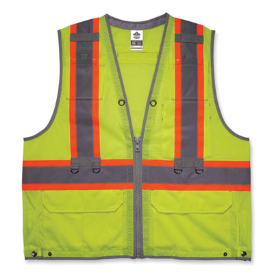 GloWear 8231TVK Class 2 Hi-Vis Tool Tethering Safety Vest Kit, Polyester, 2X-Large/3X-Large, Lime, Ships in 1-3 Business Days