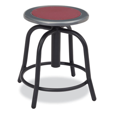 6800 Series Height Adj Metal Seat Stool, Supports 300 lb, 18"-24" Seat Ht, Burgundy Seat, Black Base, Ships in 1-3 Bus Days