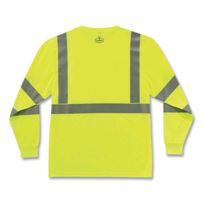 GloWear 8391 Class 3 Hi-Vis Long Sleeve Shirt, Polyester, Lime, Large, Ships in 1-3 Business Days