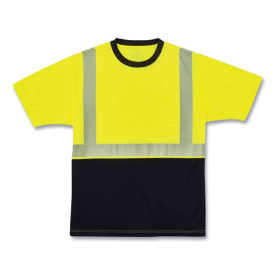 GloWear 8280BK Class 2 Performance T-Shirt with Black Bottom, Polyester, 4X-Large, Lime, Ships in 1-3 Business Days