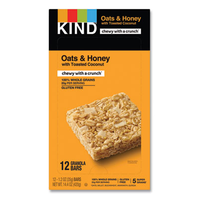 Healthy Grains Bar, Oats and Honey with Toasted Coconut, 1.2 oz, 12/Box