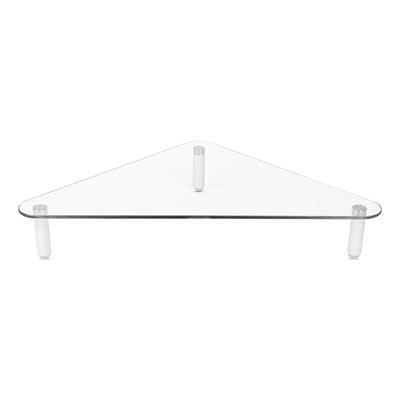 Glass Corner Monitor Riser, 19.7" x 11" x  3.25", Clear, Supports 40 lbs