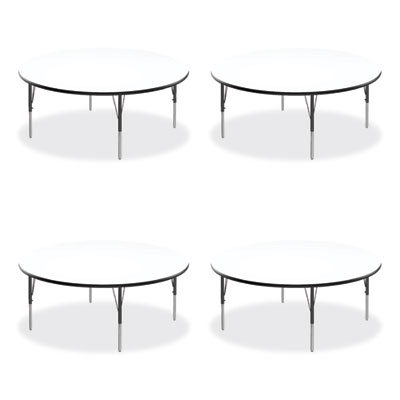 Markerboard Activity Tables, Round, 60" x 19" to 29", White Top, Black/Silver Legs, 4/Pallet, Ships in 4-6 Business Days
