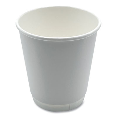 Paper Hot Cups, Double-Walled, 10 oz, White, 500/Carton