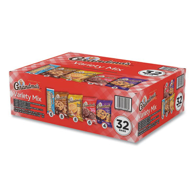 Cookies Variety Tray, Assorted Flavors, (6) 3.25 oz; (26) 2.5 oz, 32 Bags/Carton