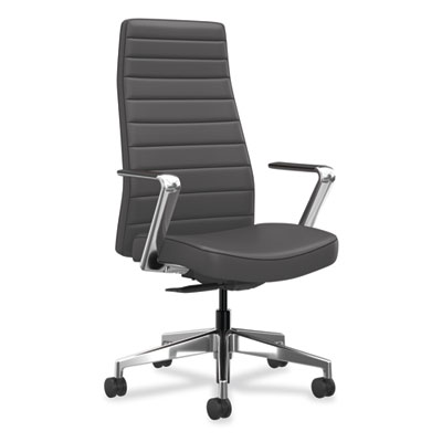 Cofi Executive High Back Chair, Supports Up to 300 lb, 15.5 to 20.5 Seat Height, Graphite Seat/Back, Polished Aluminum Base