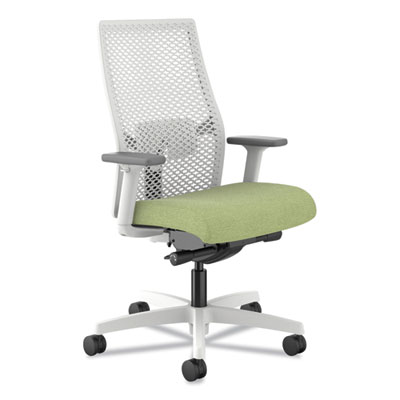 Ignition 2.0 Reactiv Mid-Back Task Chair, 17.25" to 21.75" Seat Height, Fern Fabric Seat, Designer White Back, White Base