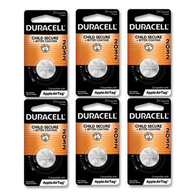 Lithium Coin Batteries With Bitterant, 2032, 6/Box