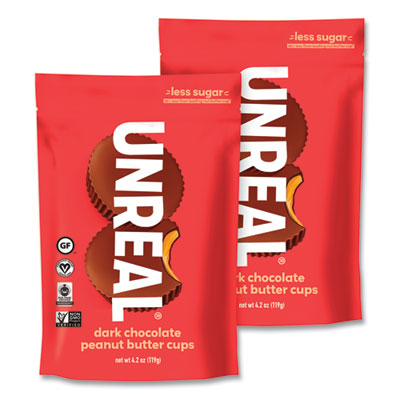 Dark Chocolate Peanut Butter Cups, 4.2 oz Bag, 2/Carton, Ships in 1-3 Business Days