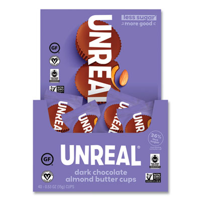 Dark Chocolate Almond Butter Cups, 0.53 oz, Individually Wrapped, 40/Pack, Ships in 1-3 Business Days
