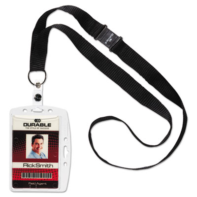 ID/Security Card Holder Set, Vertical/Horizontal, Lanyard, Clear, 10/Pack