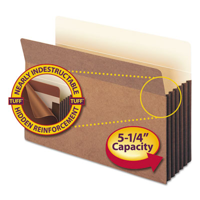 Redrope TUFF Pocket Drop-Front File Pockets with Fully Lined Gussets, 5.25" Expansion, Legal Size, Redrope, 10/Box