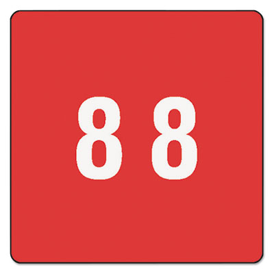 Numerical End Tab File Folder Labels, 8, 1.5 x 1.5, Red, 250/Roll
