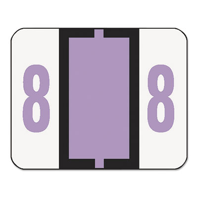 Numerical End Tab File Folder Labels, 8, 1 x 1.25, White, 500/Roll