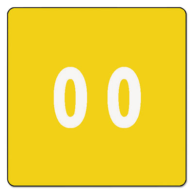 Numerical End Tab File Folder Labels, 0, 1.5 x 1.5, Yellow, 250/Roll