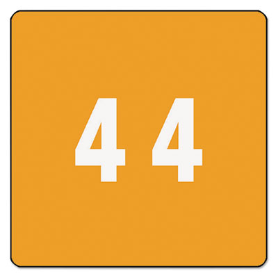 Numerical End Tab File Folder Labels, 4, 1.5 x 1.5, Orange, 250/Roll
