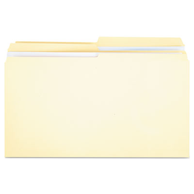 Double-Ply Top Tab Manila File Folders, 1/2-Cut Tabs: Assorted, Legal Size, 0.75" Expansion, Manila, 100/Box