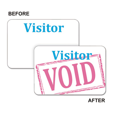 Time?s Up! Self-Expiring Visitor Badges, One-Day Badge, 3 x 2, White, 100/Box