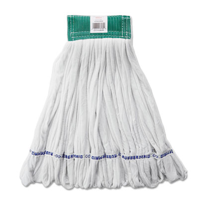 Rough Floor Mop Head, Medium, Cotton/Synthetic, White, 12/Carton