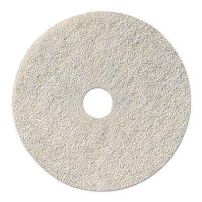 Natural Burnishing Floor Pads, 19" Diameter, White, 5/Carton