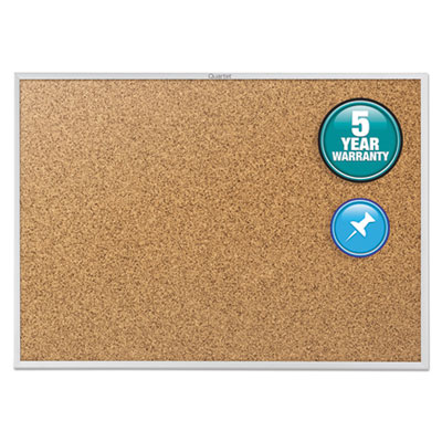 Classic Series Cork Bulletin Board, 60 x 36, Tan Surface, Silver Anodized Aluminum Frame