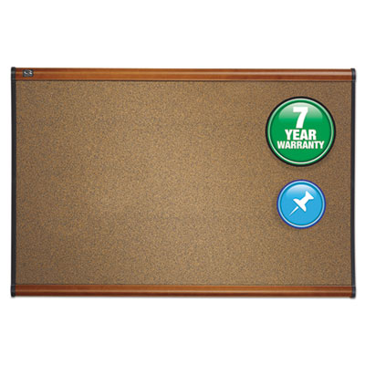 Prestige Colored Cork Bulletin Board, 48 x 36, Brown Surface, Light Cherry Fiberboard/Plastic Frame