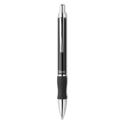 Client Ballpoint Pen, Retractable, Medium 1 mm, Black Ink, High-Gloss Black/Chrome Barrel