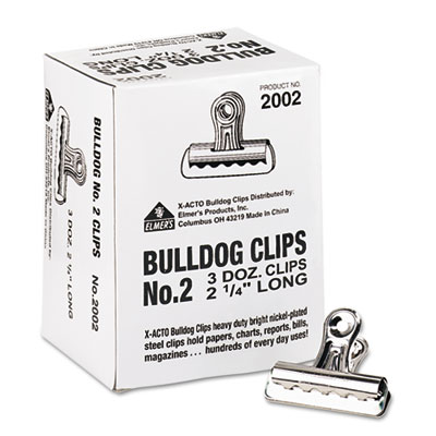 Bulldog Clips, Medium, Nickel, 36/Box