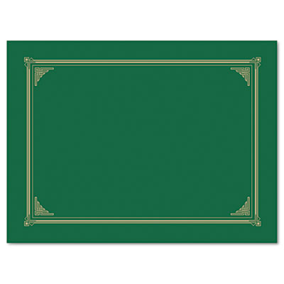 Certificate/Document Cover, 12.5 x 9.75, Green, 6/Pack