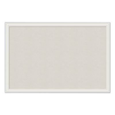 Linen Bulletin Board with Decor Frame, 30 x 20, Tan Surface, White Wood Frame