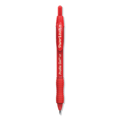 Profile Gel Pen, Retractable, Medium 0.7 mm, Red Ink, Translucent Red Barrel, Dozen
