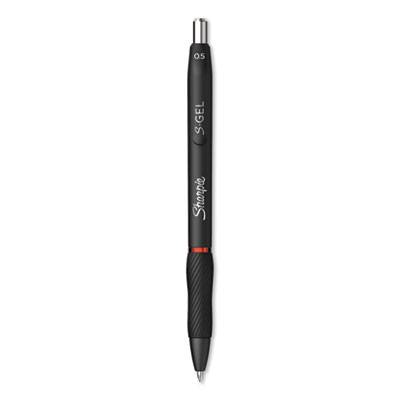 S-Gel High-Performance Gel Pen, Retractable, Fine 0.5 mm, Red Ink, Black Barrel, Dozen