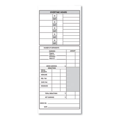 Time Clock Cards for Pyramid Technologies 1000/2000, Two Sides, 3.5 x 9, 100/Pack
