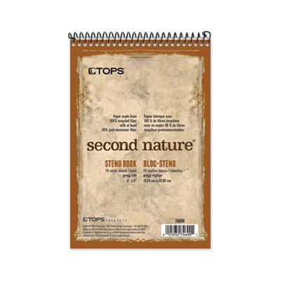 Second Nature Recycled Notepads, Gregg Rule, Brown Cover, 70 White 6 x 9 Sheets